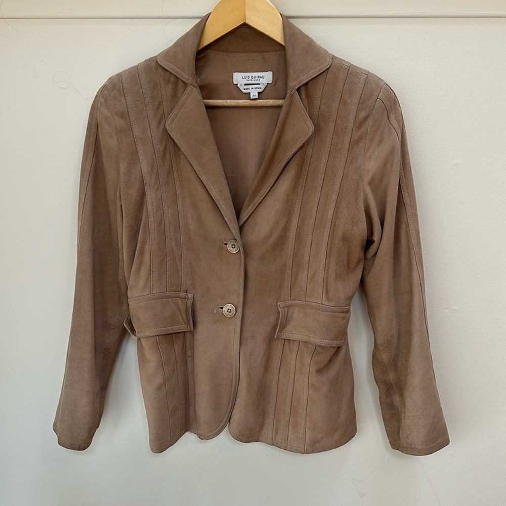 Soft suede button front tan jacket
